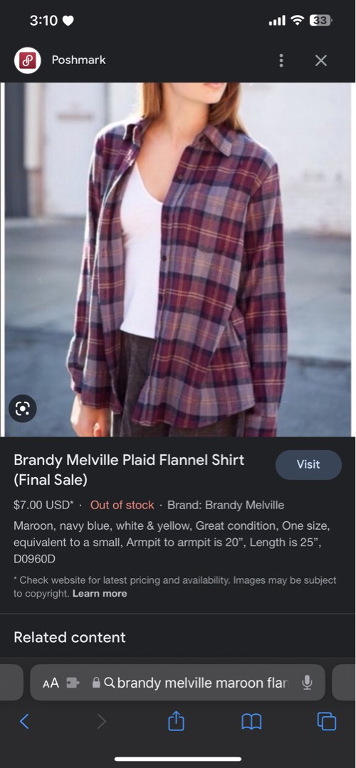 brandy melville wylie plaid flannel shirt, Women's Fashion, Coats