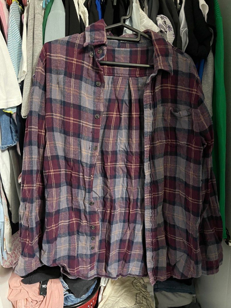 brandy melville wylie plaid flannel shirt, Women's Fashion, Coats
