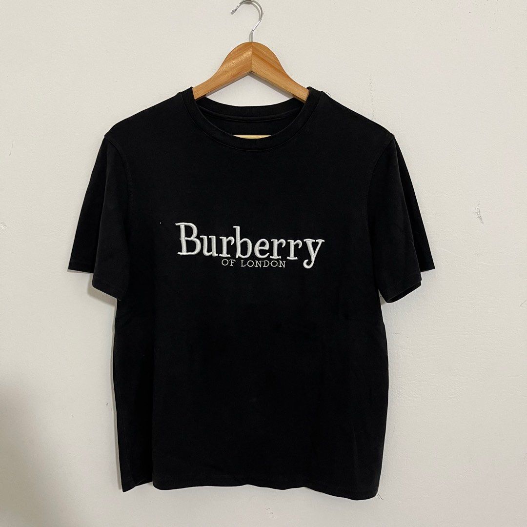 Burberry embroidered spellout Tshirt, Women's Fashion, Tops, Shirts on  Carousell