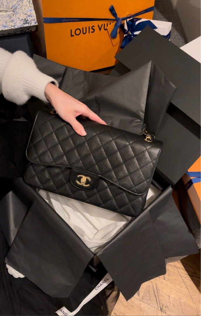CHANEL LARGE CLASSIC FLAP HANDBAG in Black Caviar GHW, Luxury, Bags &  Wallets on Carousell
