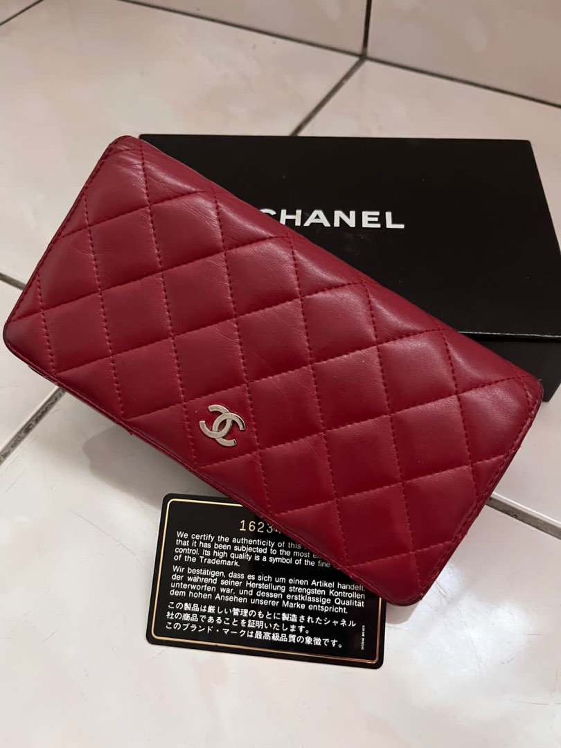 Chanel Red Long Wallet, Luxury, Bags & Wallets On Carousell