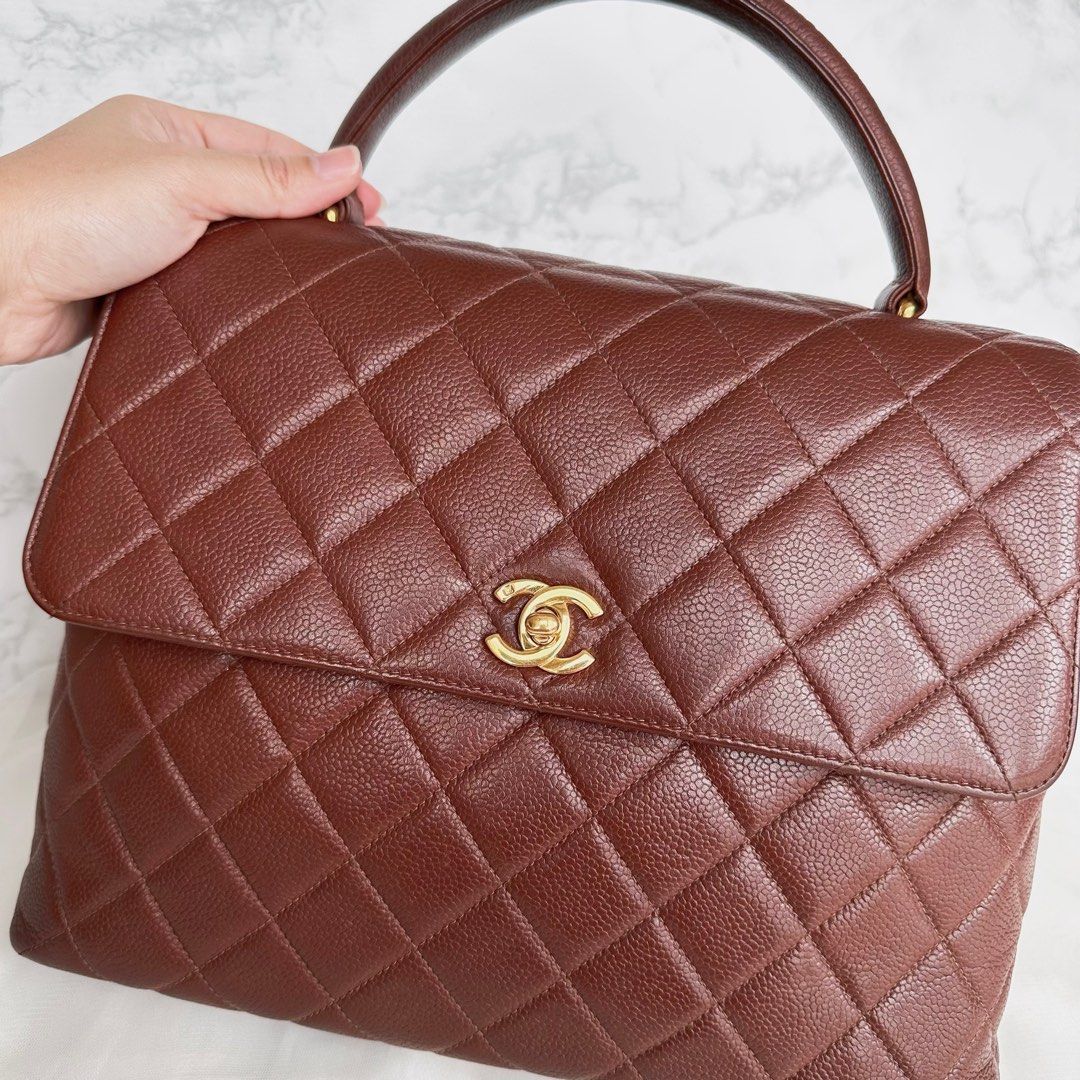 Chanel Vintage Brown Kelly Caviar in 24k Gold Hardware Luxury