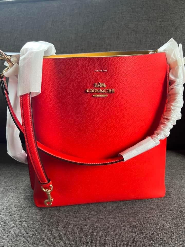 COACH MOLLIE BUCKET BAG LEATHER IN MIAMI RED Women s Fashion Bags Wallets Cross body Bags on Carousell