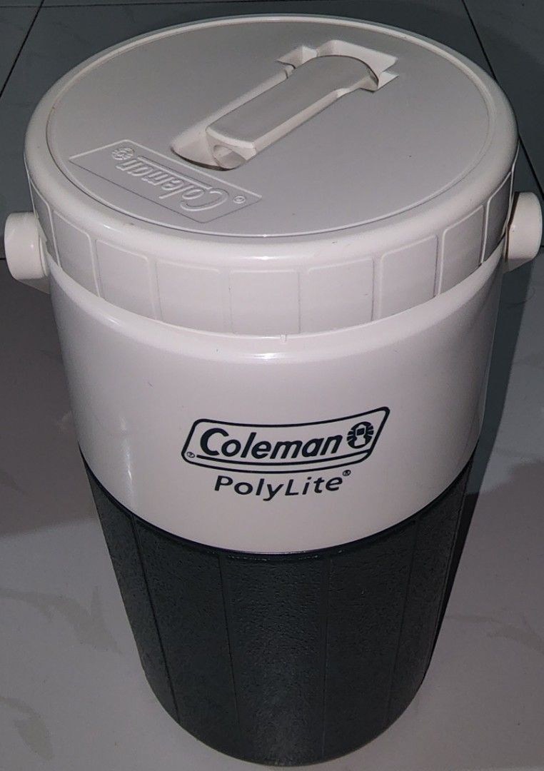 (A) Coleman Personal 8 Cooler Box (B) Coleman Polylite Jug (C
