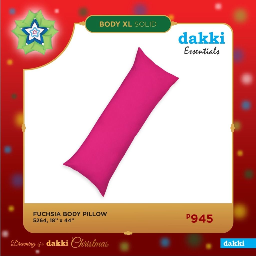 DAKKI ESSENTIALS BODY PILLOW 18" x 44", Furniture & Home Living