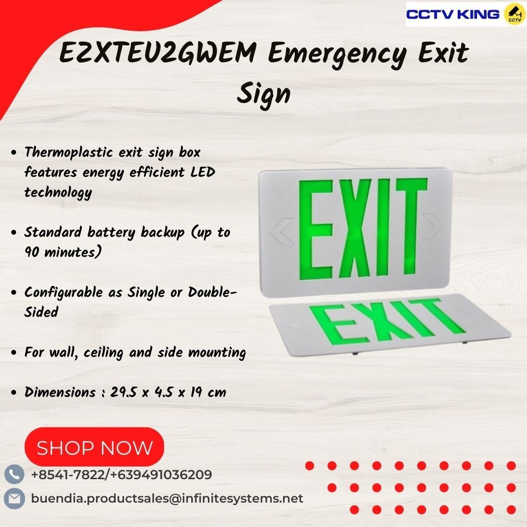 EZXTEU2GWEM Emergency Exit Sign, Single Face and Double Face, Exit