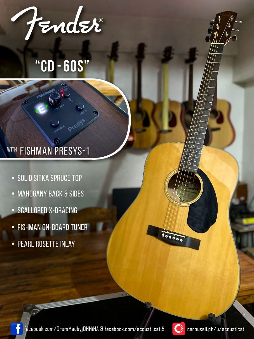 Fender CD60S Acoustic Guitar, Hobbies & Toys, Music & Media, Musical