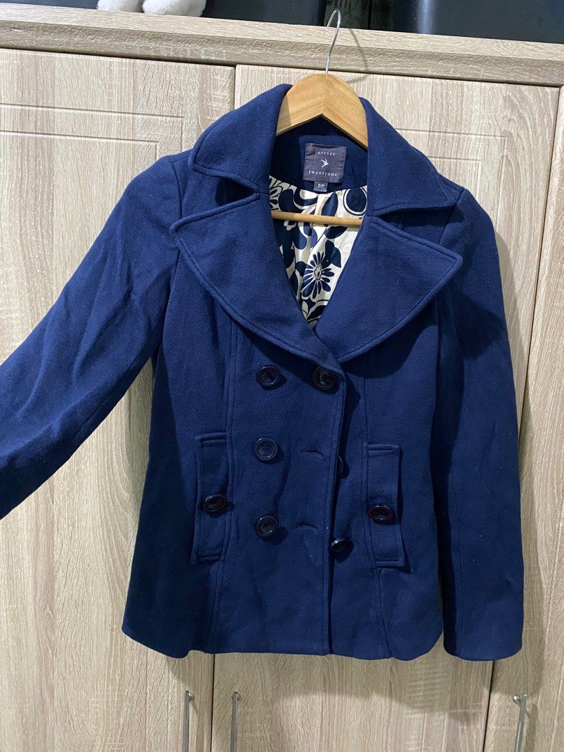 Forever 21 dark blue heavy cotton coat Women s Fashion Coats Jackets and Outerwear on Carousell