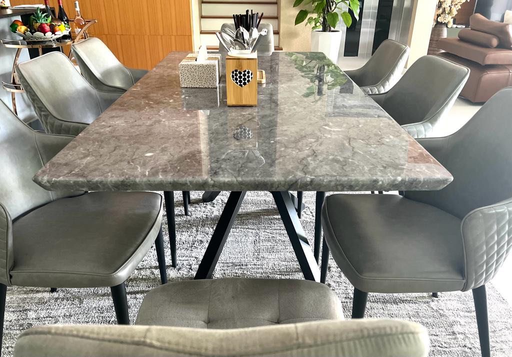 Grey Marble Dining Table and Chairs set, Furniture & Home Living