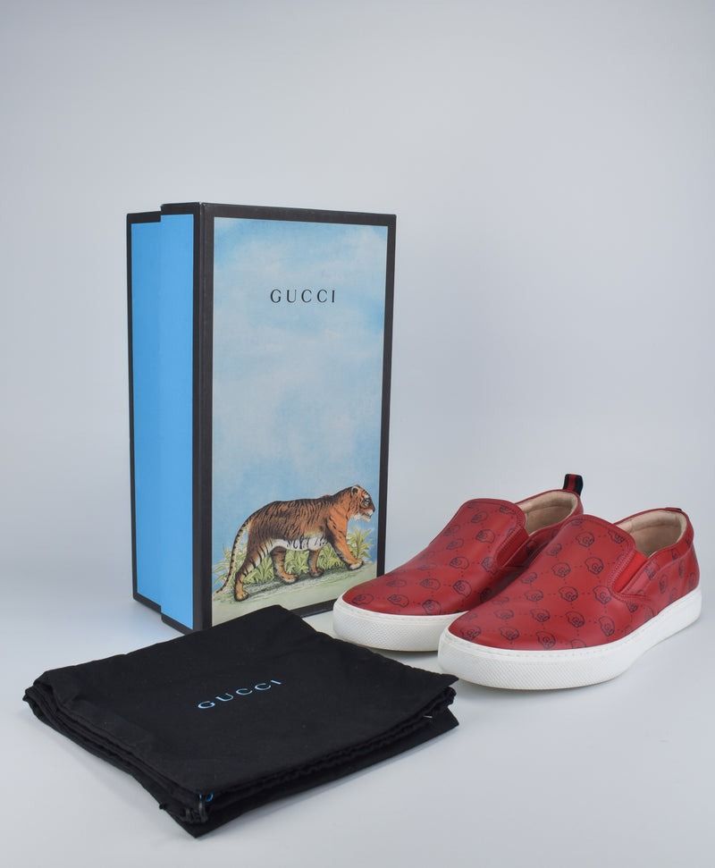 Gucci 407364 Ghost Skull Red Slip On Sneakers