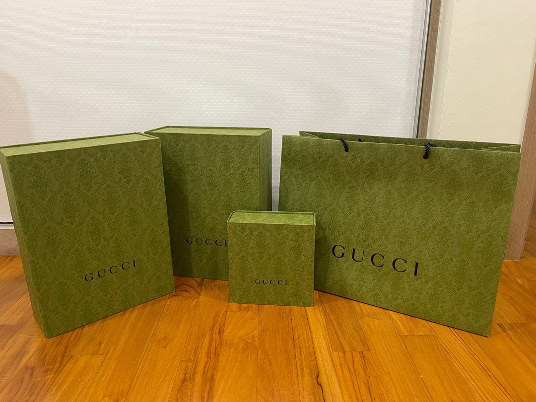 Gucci paper bag and Gucci gift box, Luxury, Accessories on Carousell