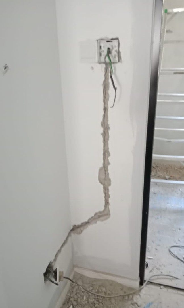 Hacking conceal AirCond pipe plaster Ceiling Electrical Wiring work