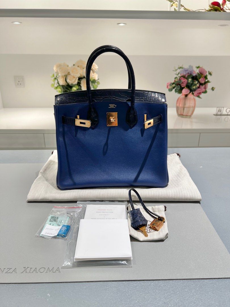 Rare Hermes Blue Sapphire Taurillon Novillo Sea Surf & Fun Birkin