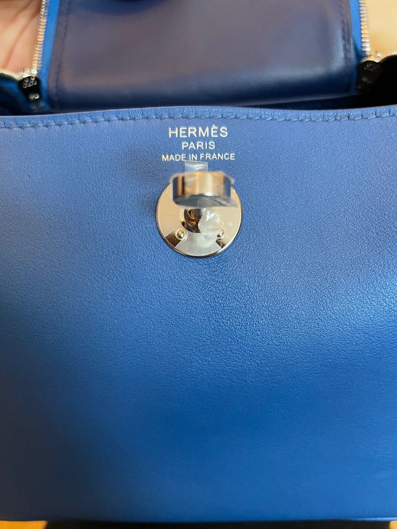 Hermes Mini Lindy Bleu France Verso Swift Palladium Hardware