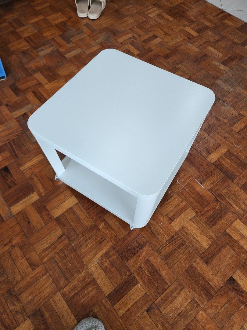 Ikea Tingby Side Table on casters (white), Furniture & Home Living