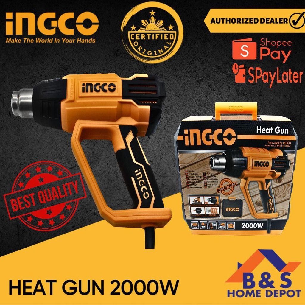 INGCO Industrial Hot Air Heat Gun Set with Case & Accessories