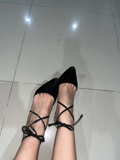 Lace up black heels