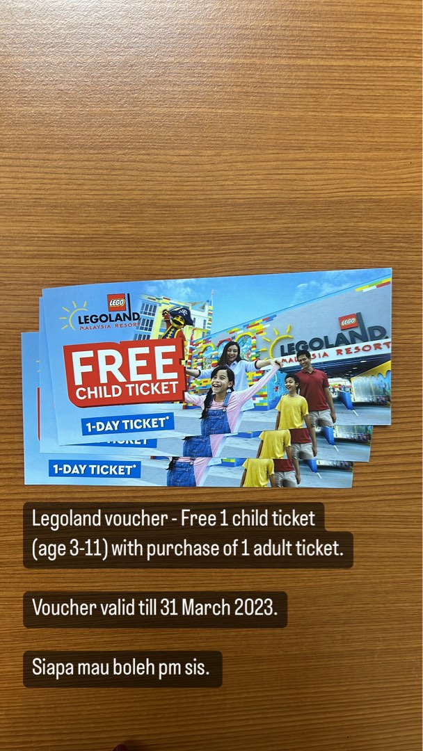 Legoland Free Ticket Voucher, Tickets & Vouchers, Event Tickets on