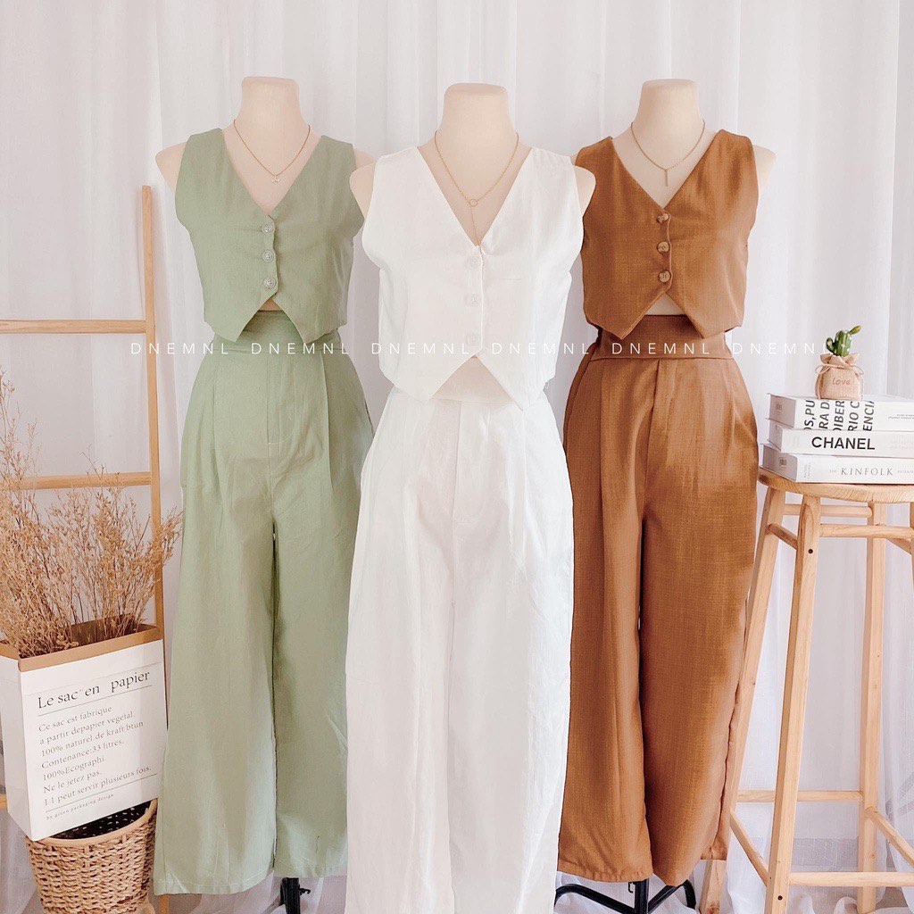 Linen Vest and Trousers Coords, Women's Fashion, Dresses & Sets