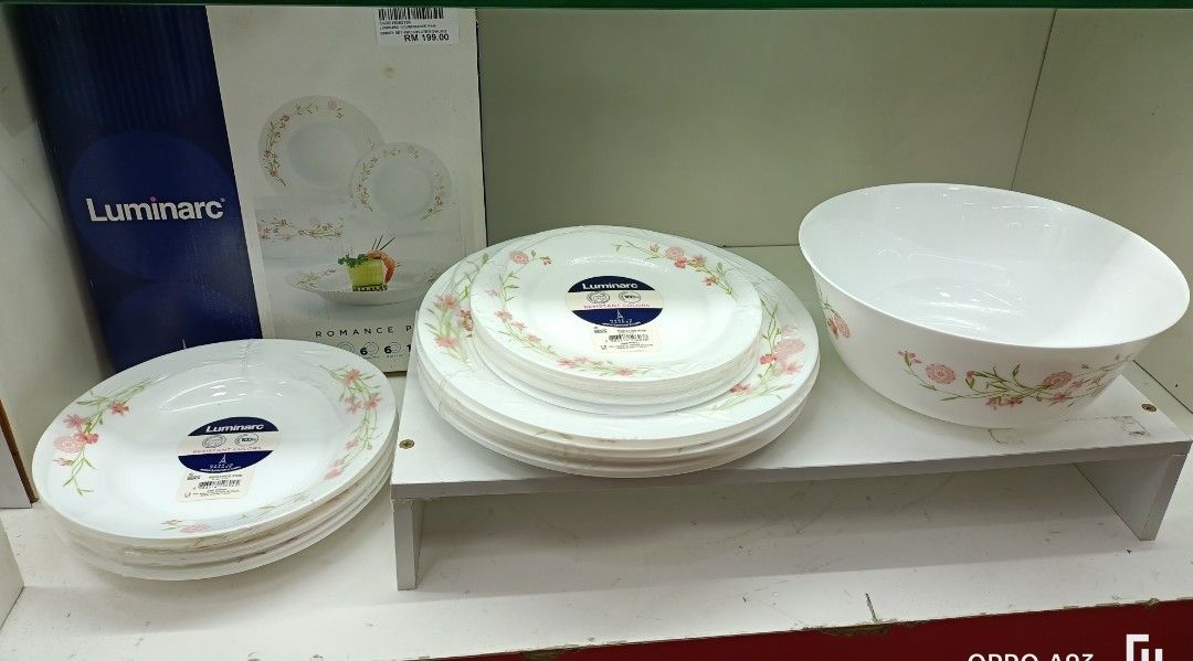 LUMINARC Dinner Set Romance Pink, Furniture & Home Living, Kitchenware