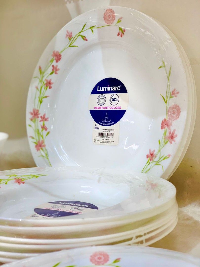 LUMINARC Dinner Set Romance Pink, Furniture & Home Living, Kitchenware