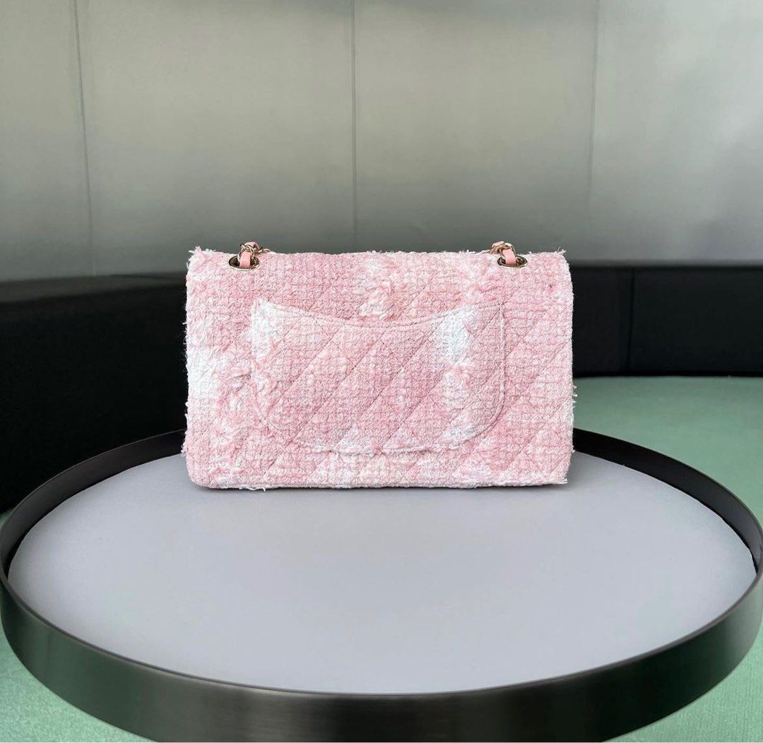 NEW Chanel Double Flap Medium Tweed Pink Ghw, Luxury, Bags & Wallets on  Carousell