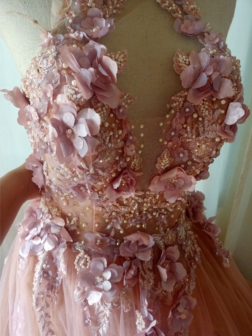 Old rose gown top for debut