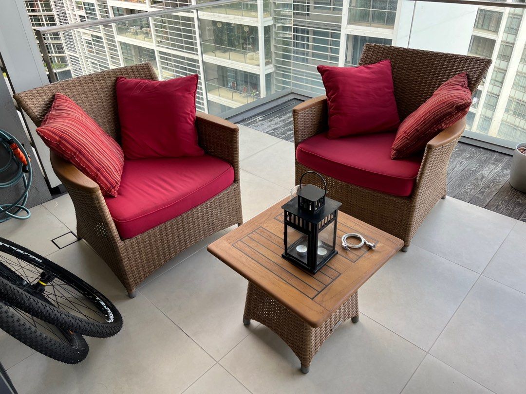 Outdoor sofas and coffee table teak, Furniture & Home Living, Outdoor