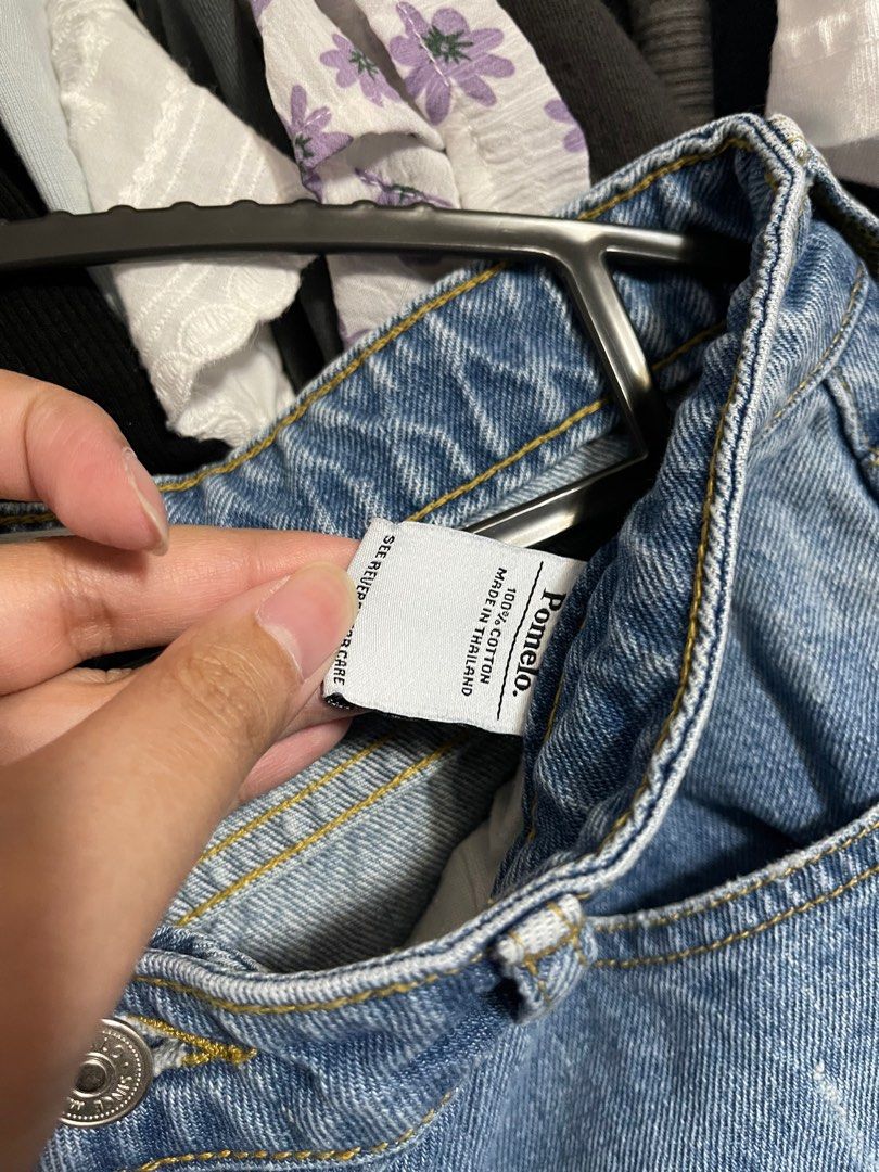 pomelo blue high waisted jeans wide leg, Women's Fashion, Bottoms