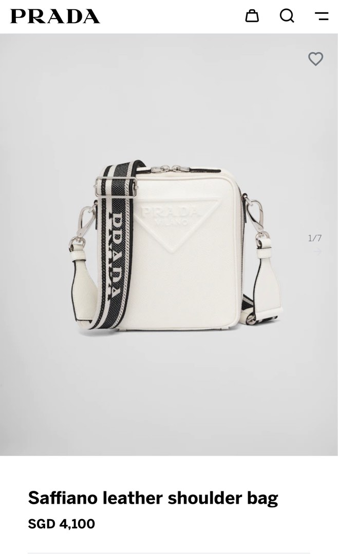 Saffiano Pattina Crossbody Bag White GHW