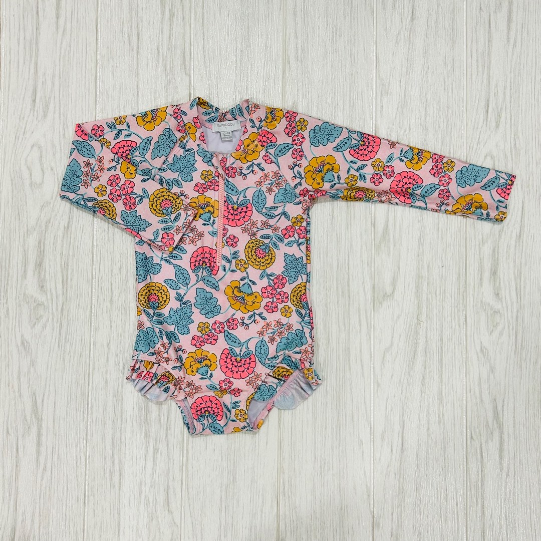 Purebaby Swimwear Long Sleeve Swimsuit for Baby Girl, Babies & Kids