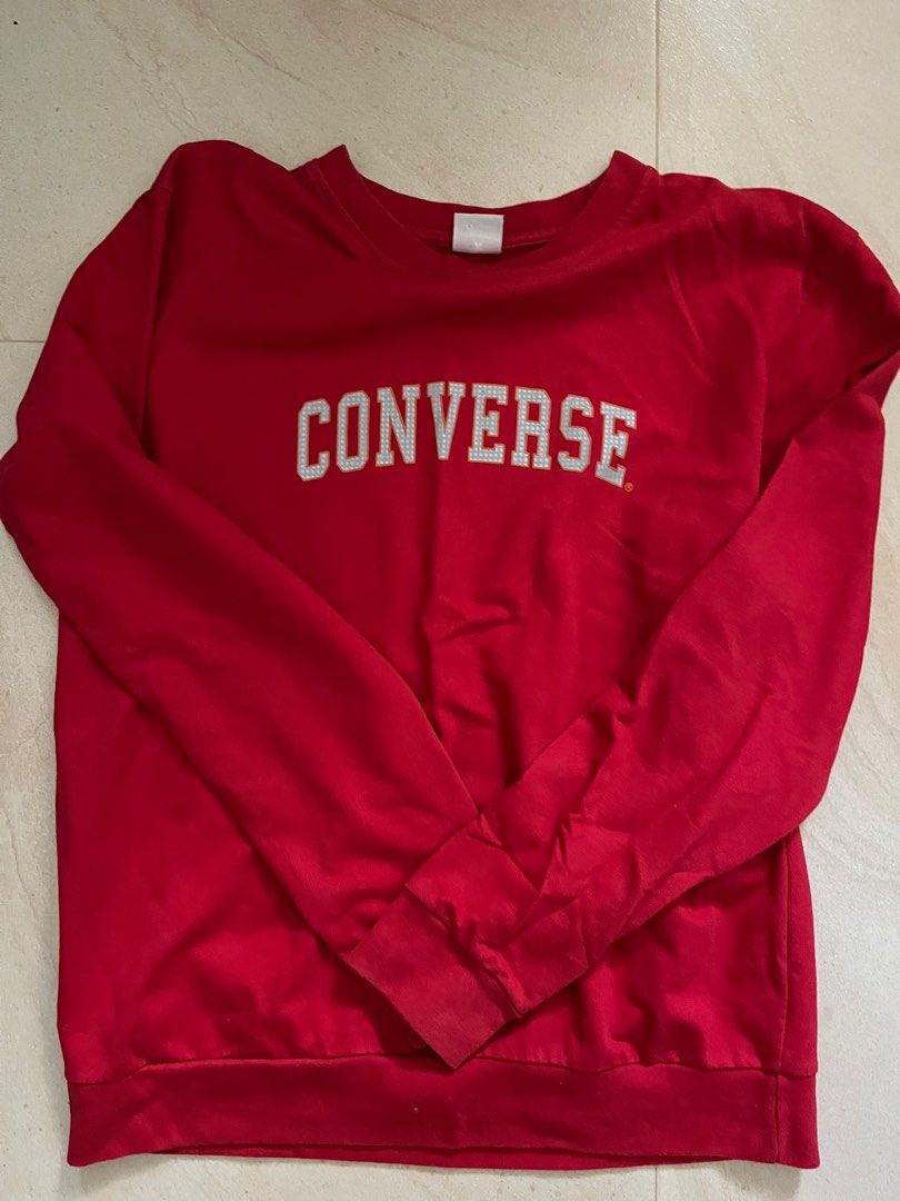 Red Converse vintage Sweatshirt Women s Fashion Tops