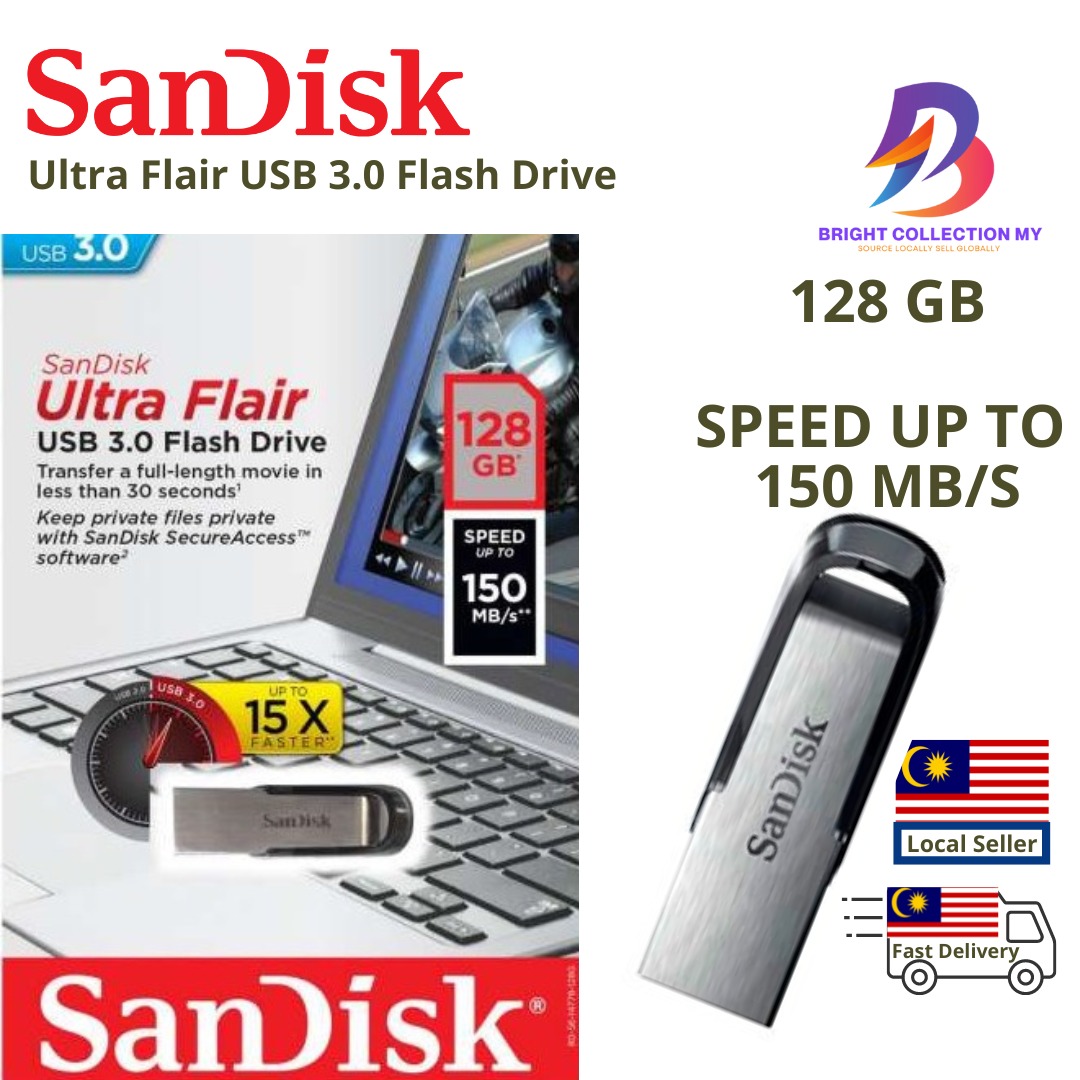 SanDisk 128 GB USB 3.0 Flash Drive Ultra Flair Pen-drive Speed up