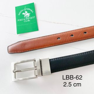 Santa Barbara Polo & Racquet Club #62 Ladies' Leather Belt Reversible Black and Brown 2.5 cm width