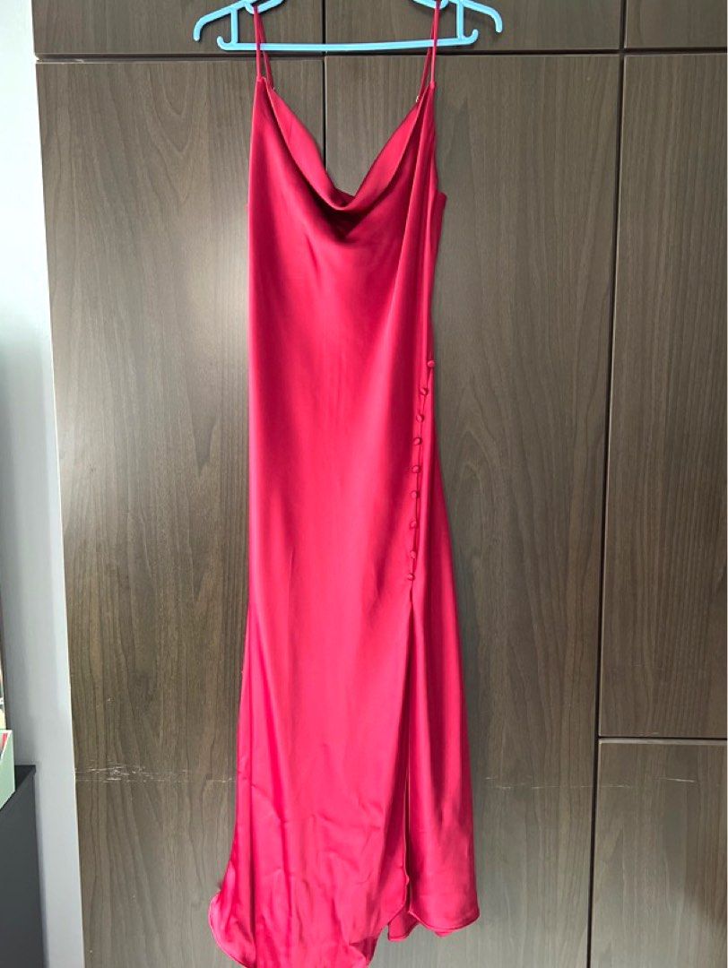 hot pink slip dress zara Zara