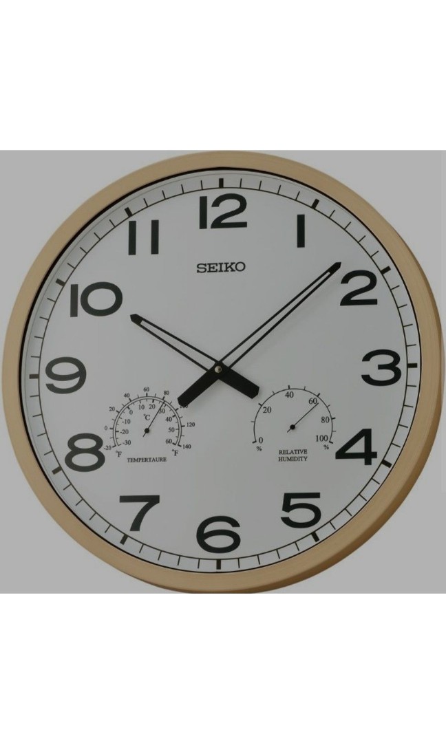 Seiko Clock QXA797B Decorator Thermometer & Hygrometer Big XL Analog Quartz Wall  Clock, Furniture & Home Living, Home Decor, Clocks on Carousell
