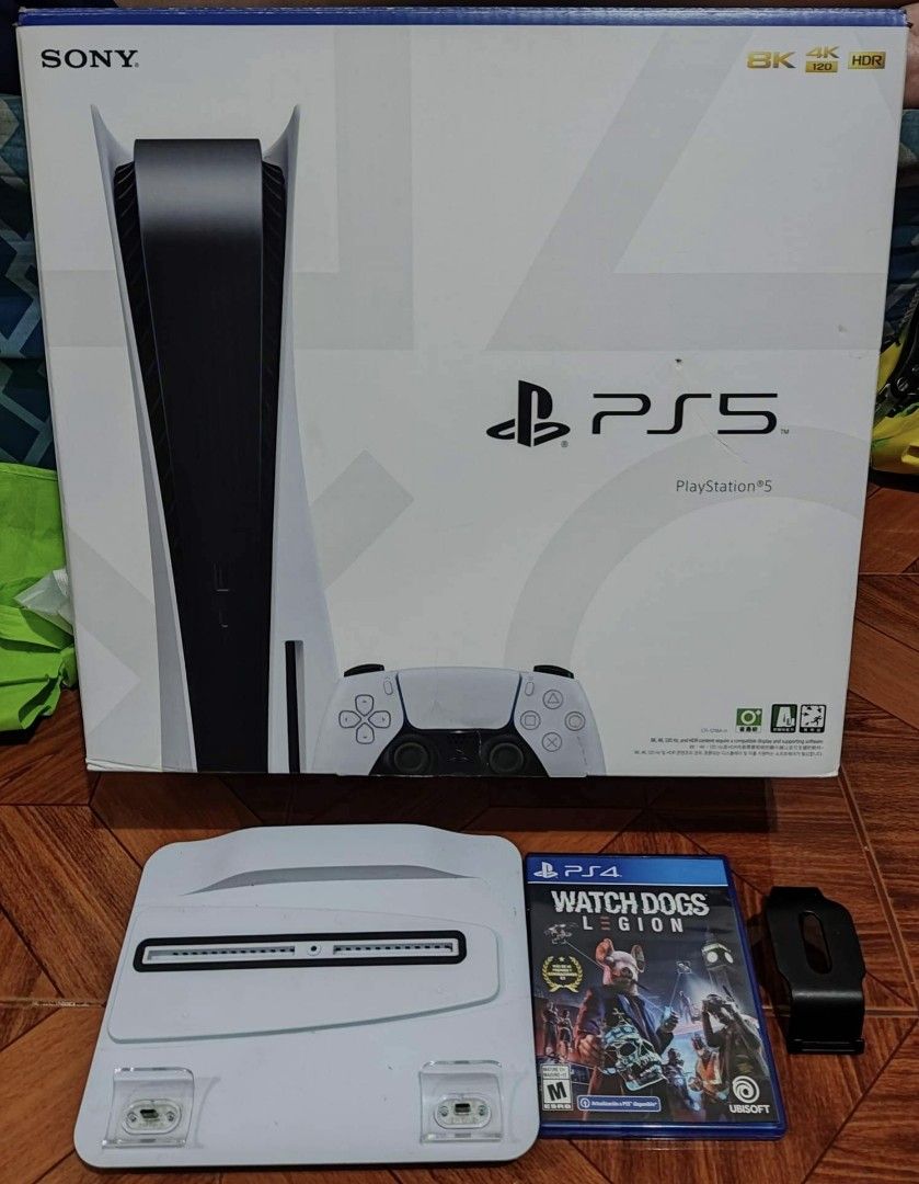 SONY PLAYSTATION 5 (PS5) DISC UNIT (Category: PlayStation) located in Manila. Submitted by electronicsatbphub (Listing ID 1213107530, Image 2). Description: Gaming Console 🎮 SONY PLAYSTATION 5 (PS5) DISC UNIT for ₱30,900 only😍 🔶1 Physical Game 🔸Watch Dogs: Legion Inclusion 🔸PS5 Disc Version 825GB Unit 🔸1 Dual Sense Wireless Controller 🔸Stand 🔸Multifuctional Cooling Stand 🔸Protective Cover DS5 Silicone Case 🔸Hang Clip Controller 🔸High S