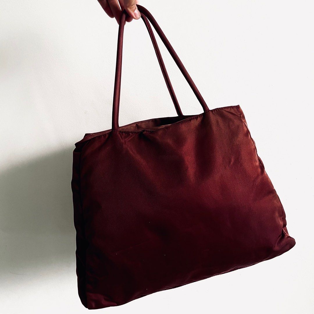 Prada Red GHW Nylon & Saffiano Leather Mini Boston Logo Structured Top  Handle Tote Bag