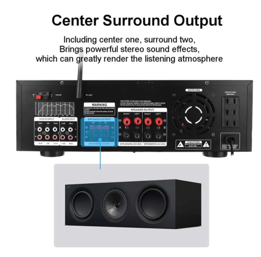 SUNBUCK AV-999BT 3000W 7 Channel bluetooth Power Amplifier Hifi AV Amp ...