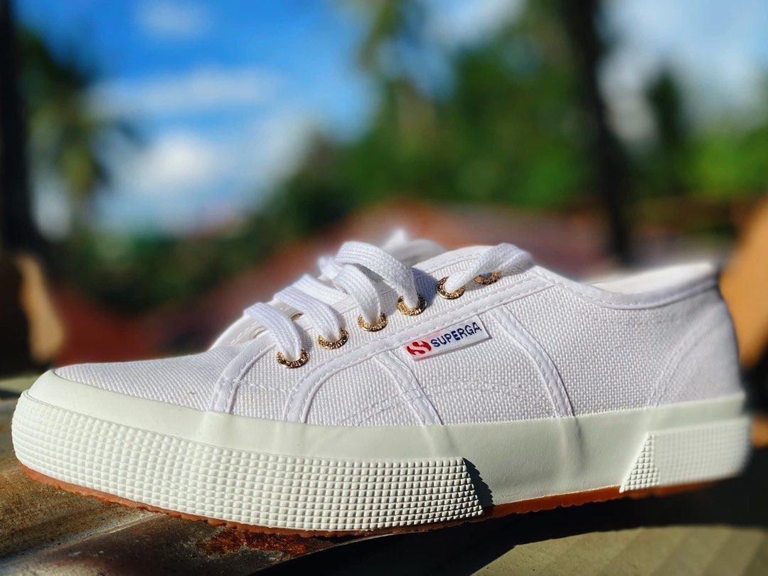 Superga white rose gold platform top