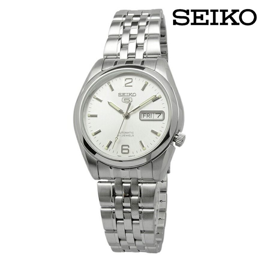 Time Cruze Seiko 5 SNK385K1 Automatic Stainless Steel White Silver Dial Men Watch SNK385K SNK385