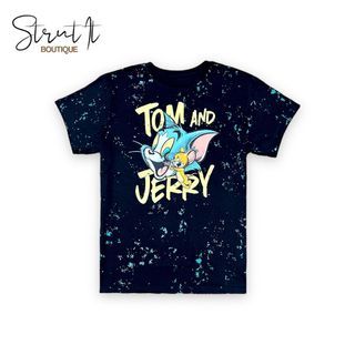 Tom and Jerry Splatter Black T-Shirt