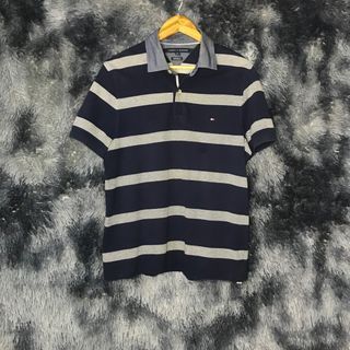 Tommy Hilfiger Polo Shirt | Striped Medium Custom Fit