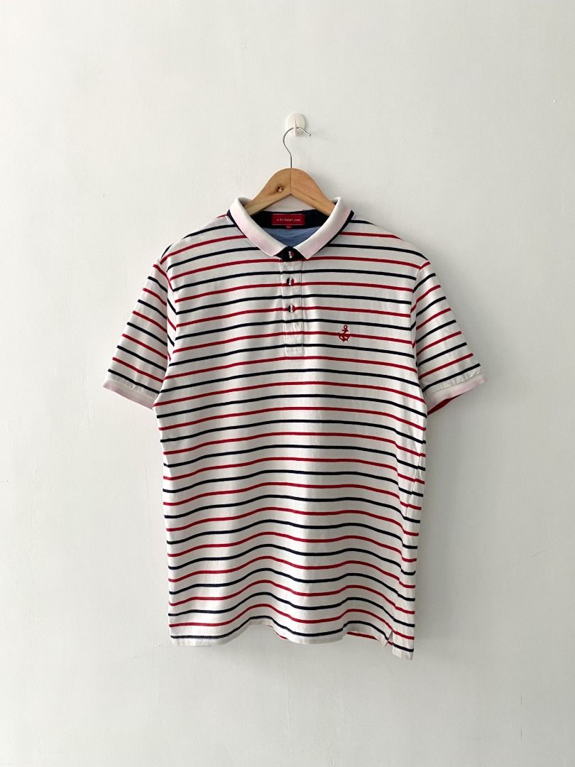 Tri-toned striped Polo Shirt (Category: Tshirts & Polo Shirts ) located in Iloilo. Submitted by sasukejd (Listing ID 1213028479, Image 1). Description: Large for both Men and Women Dimensions: 27x20 Like new condition .