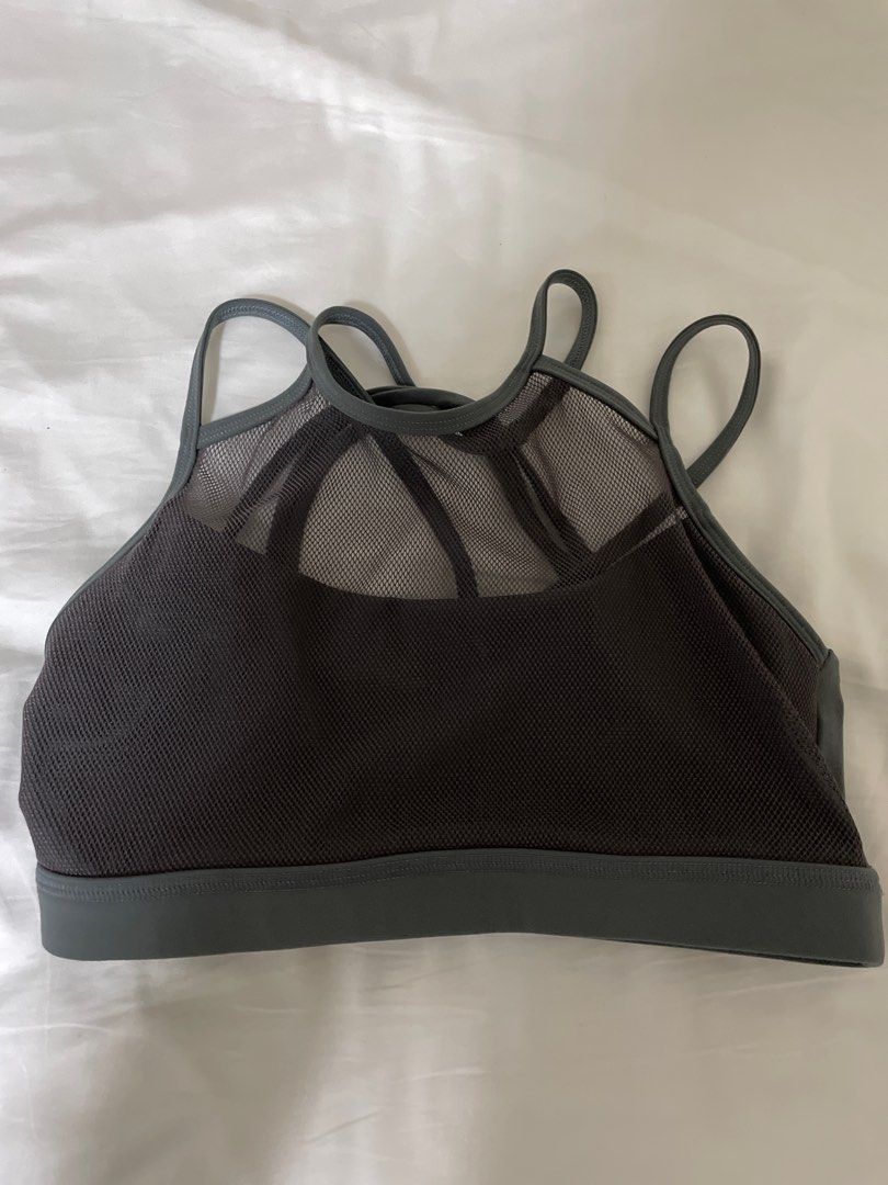 High Neck Sports Bra with Mesh