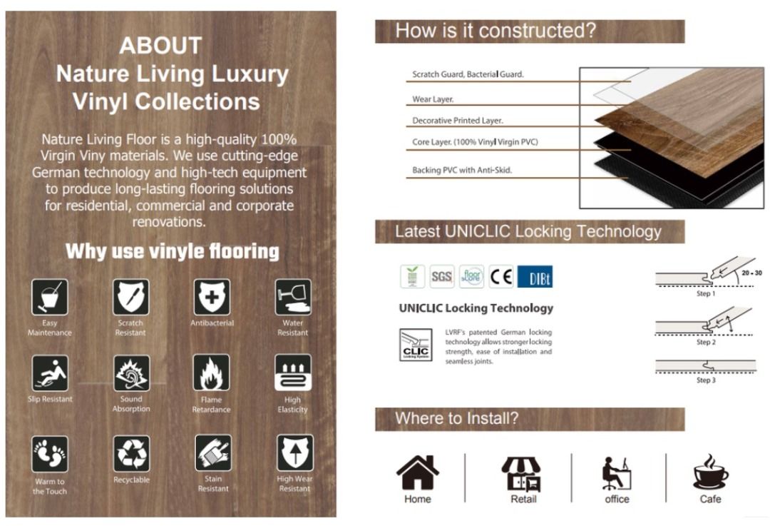 Vinyl Flooring LVT Better than SPC 5mm Click system Luxury Floor German