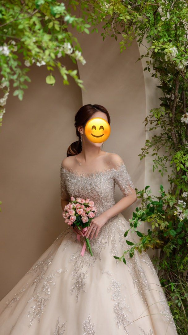White silver cheap wedding dress