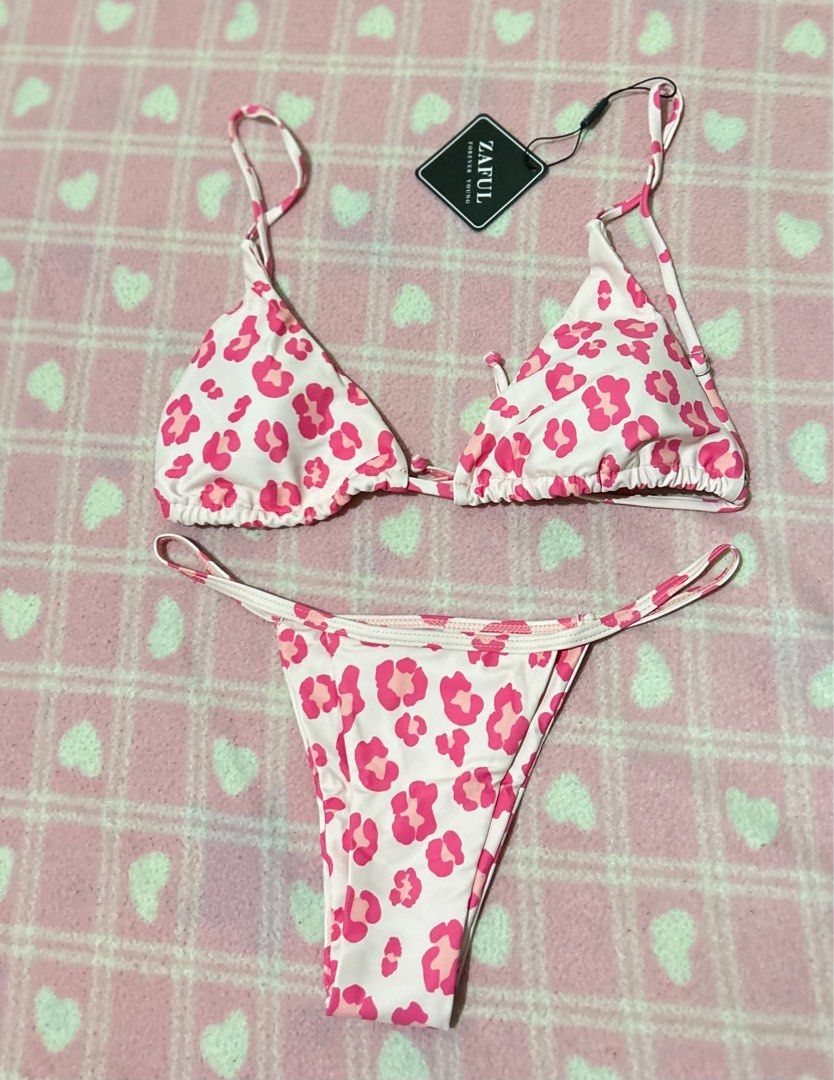 Zaful pink leopard bikini sale