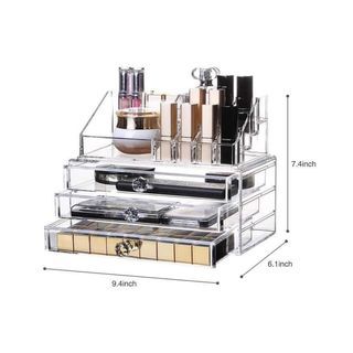 3 Drawers/3Layers Clear Acrylic Cosmetic Makeup Jewelry Storage Organizer rs 300