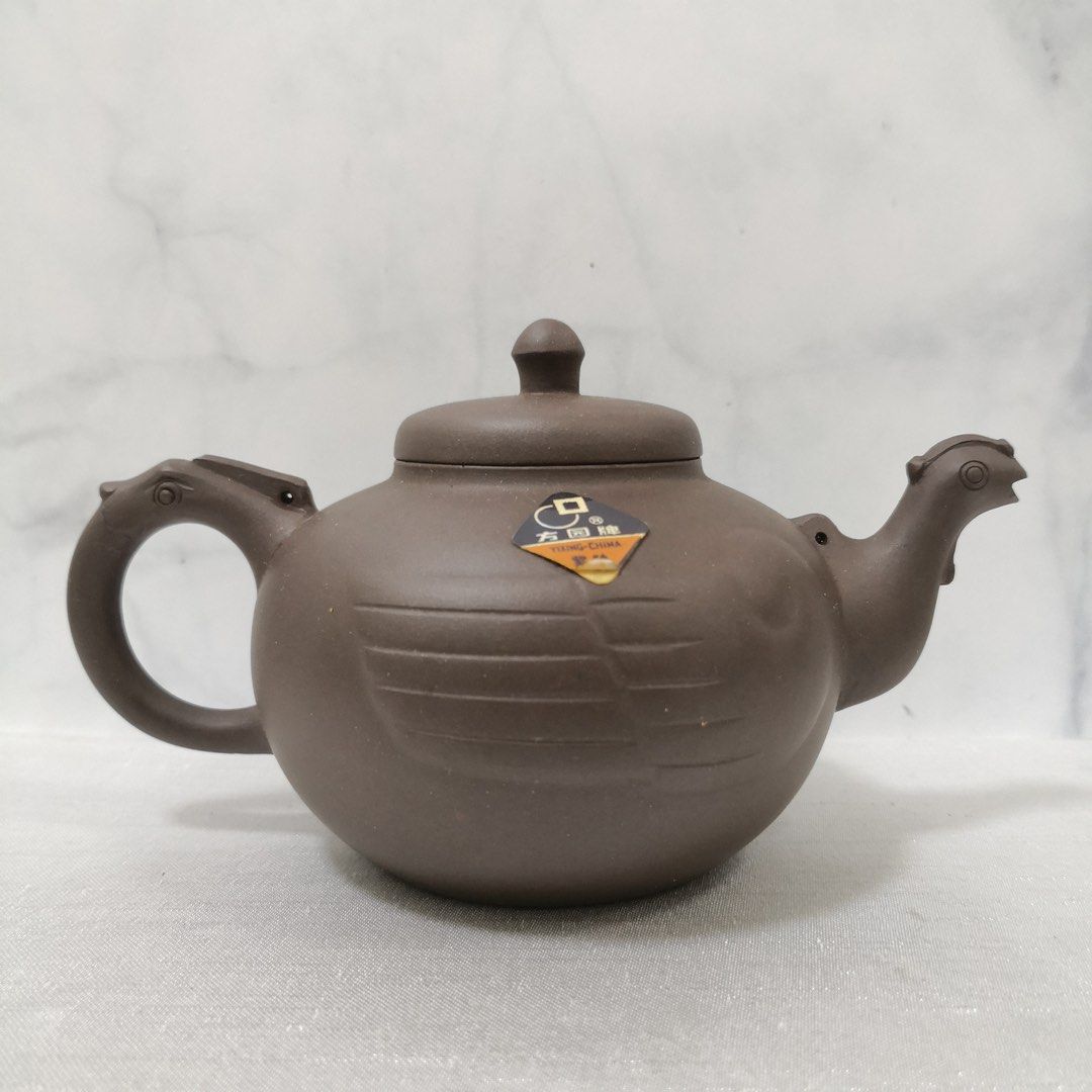 80s Genuine Zi Sha purple clay teapot 80年代 宜兴一厂 凤型壶 紫砂壶 方圆牌
